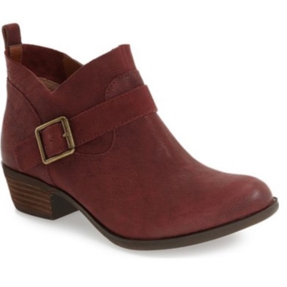 Lucky Brand Western Wine Leather Boomer Bootie